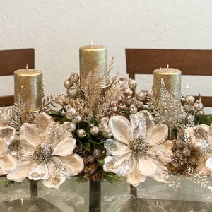 Christmas centerpiece, xl Christmas centerpiece, champagneChristmas centerpiece, long Christmas centerpiece, Christmas gift, Christmas table image 4