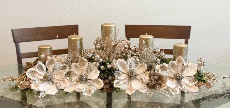 Christmas centerpiece, xl Christmas centerpiece, champagneChristmas centerpiece, long Christmas centerpiece, Christmas gift, Christmas table image 4