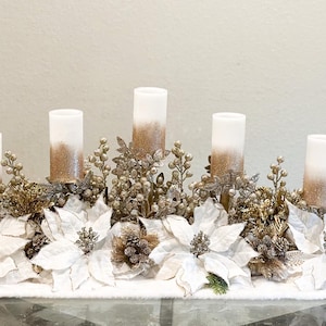 7 candle XXL Christmas centerpiece, XXl Christmas centerpiece, white Christmas centerpiece, long Christmas centerpiece, floral arrangement