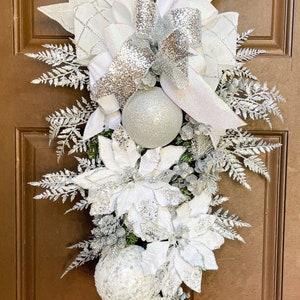 Christmas wreath, Christmas swag, white Christmas swag, white Christmas wreath, large white Christmas swag, Christmas gift, white Christmas image 2