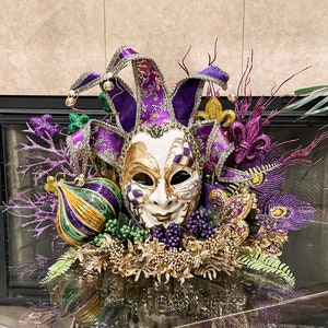 Centre de table de Mardi Gras, décoration de table de Mardi Gras, Mardi Gras, grande décoration de table de Mardi Gras, masque de Mardi Gras, décoration de Mardi Gras, La Nouvelle-Orléans