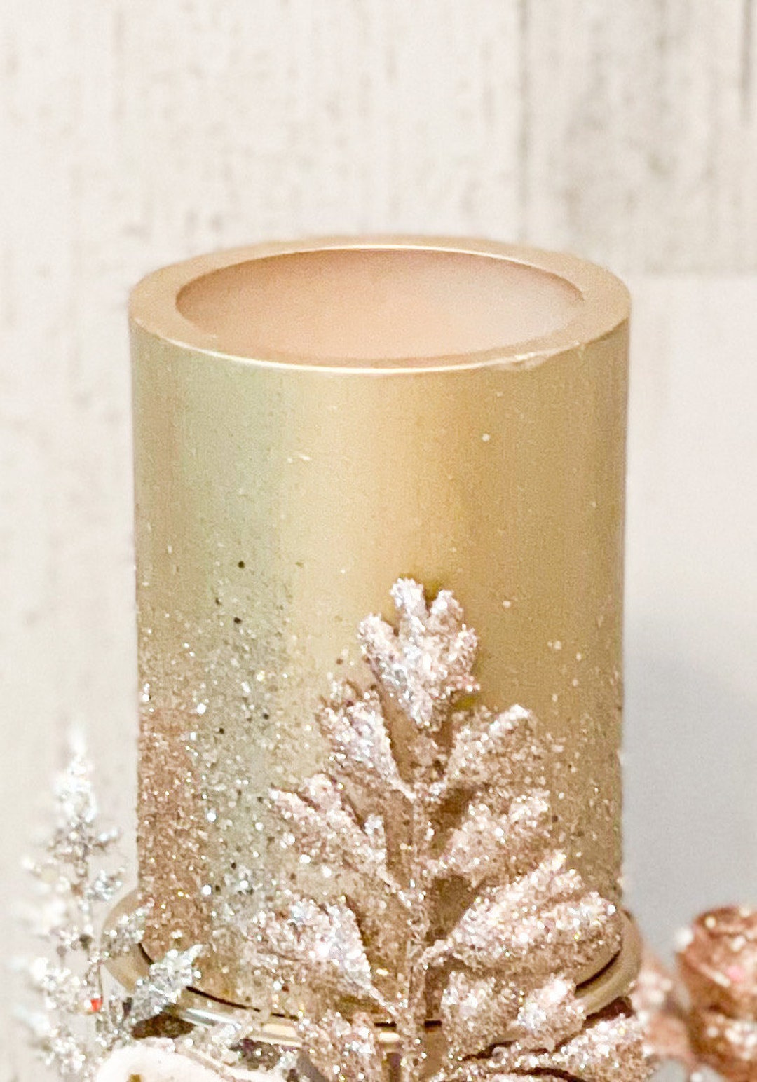 Gold LED Candle, Christmas Candle, LED Candle, Gold Glitter LED Candle