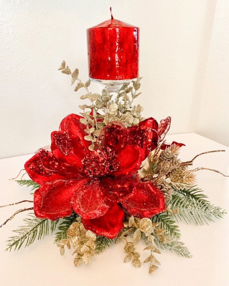 Christmas Centerpiece Red Christmas Centerpiece Red Magnolia Etsy Canada