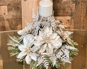 Christmas Centerpiece, silver Christmas centerpiece, silver Christmas table decor, Christmas gift, corporate gifts, Christmas gift for boss,
