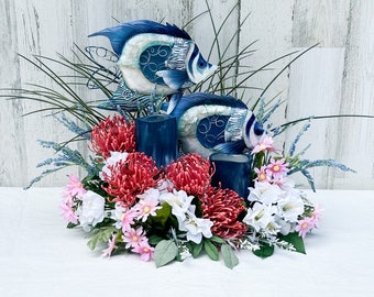 Beach decor, fish decor, beach centerpiece, nautical centerpiece, large fish figurine, fish table decor, beach table decor, ocean decor