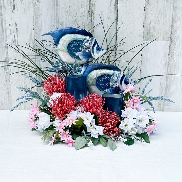 Beach decor, fish decor, beach centerpiece, nautical centerpiece, large fish figurine, fish table decor, beach table decor, ocean decor