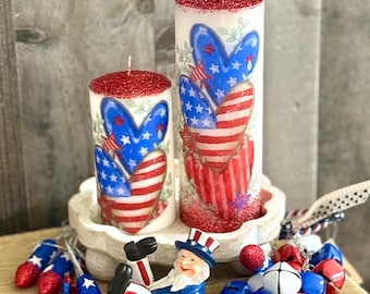 Patriottische kaarsen, 4 juli-kaarsen, Independence Day-kaarsen, patriottisch decor, Americana-kaarsen, patriottisch tafeldecor, 4 juli
