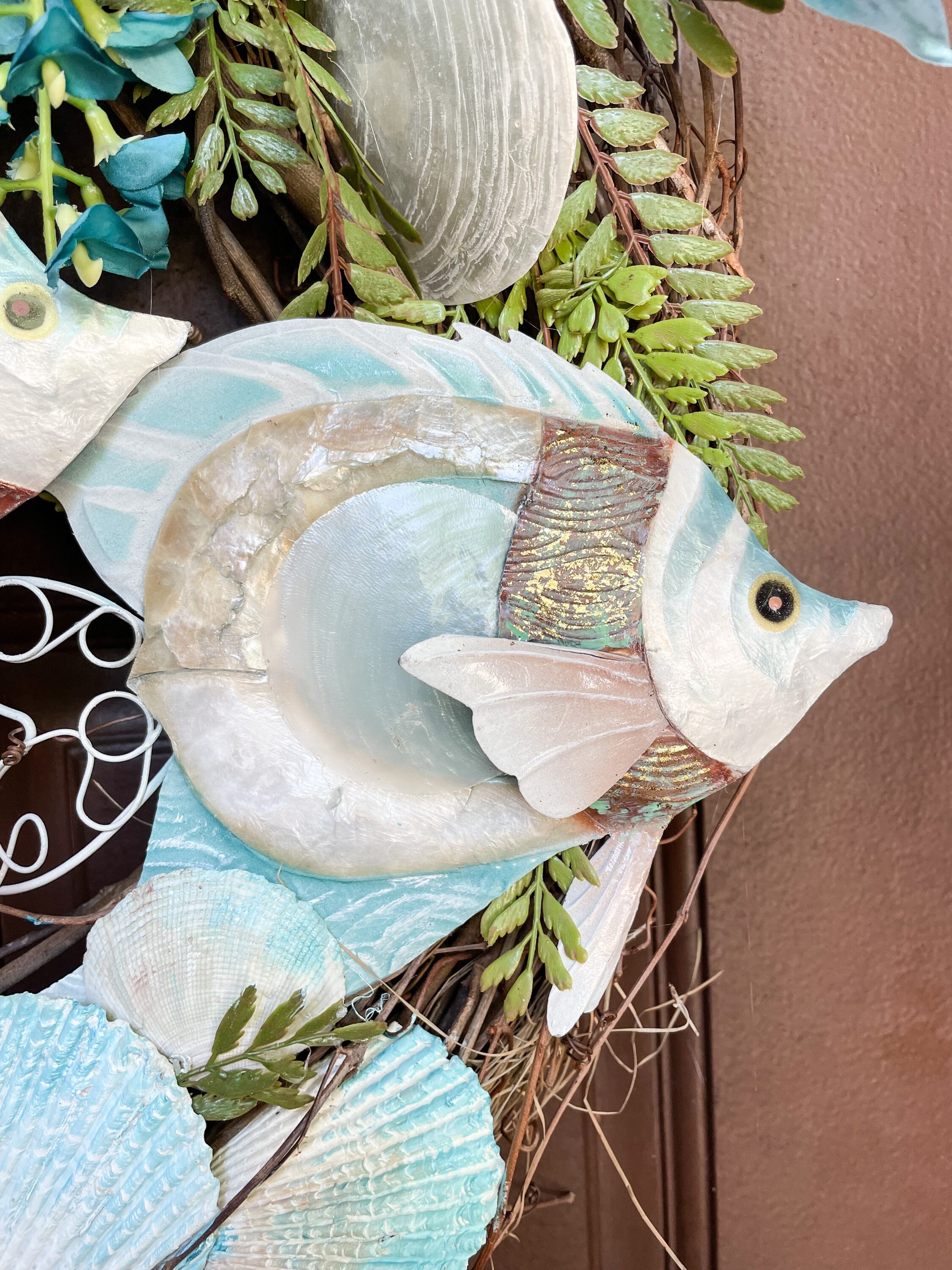 Luxury Coastal Wreath for Front Door, Beach House Decor, Nautical Fish ...