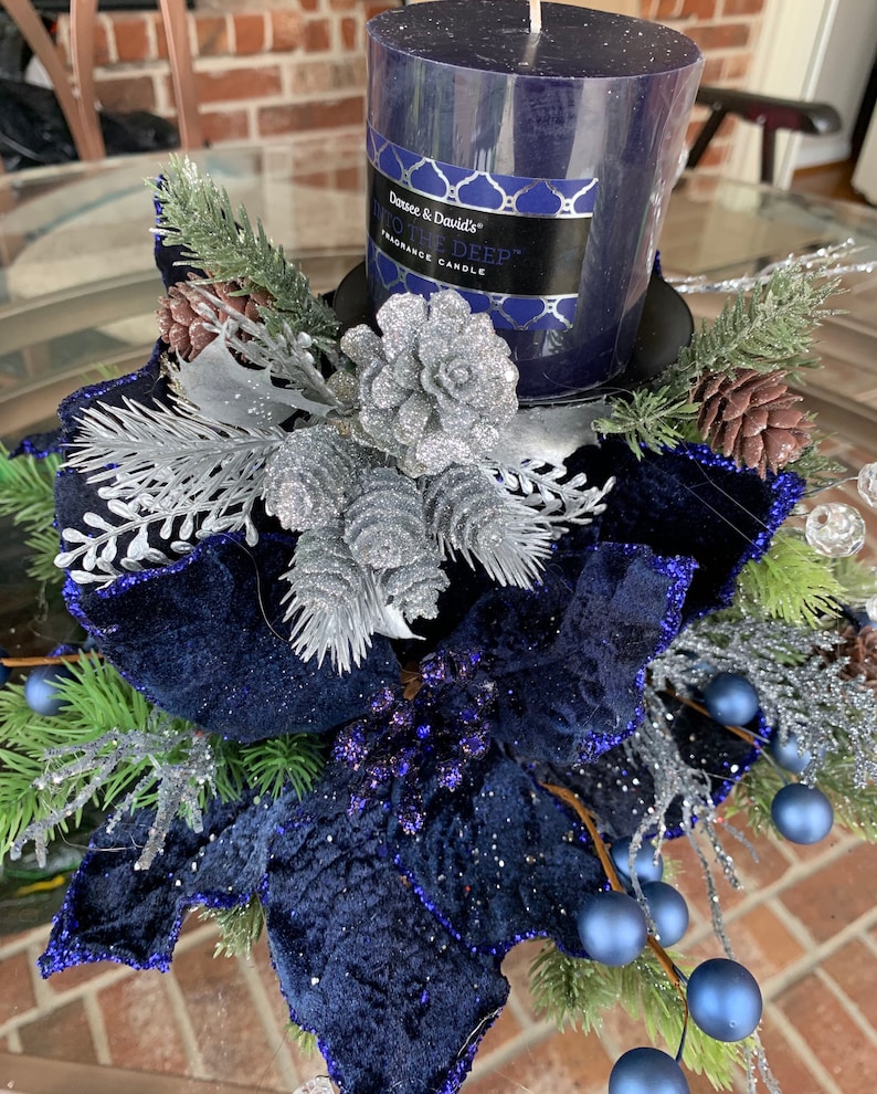 Christmas Centerpiece Blue Christmas Centerpiece Christmas Etsy