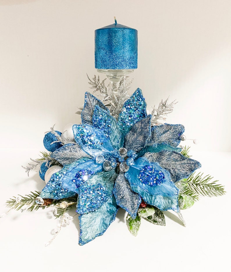 Christmas Centerpiece Blue Christmas Centerpiece Blue Etsy