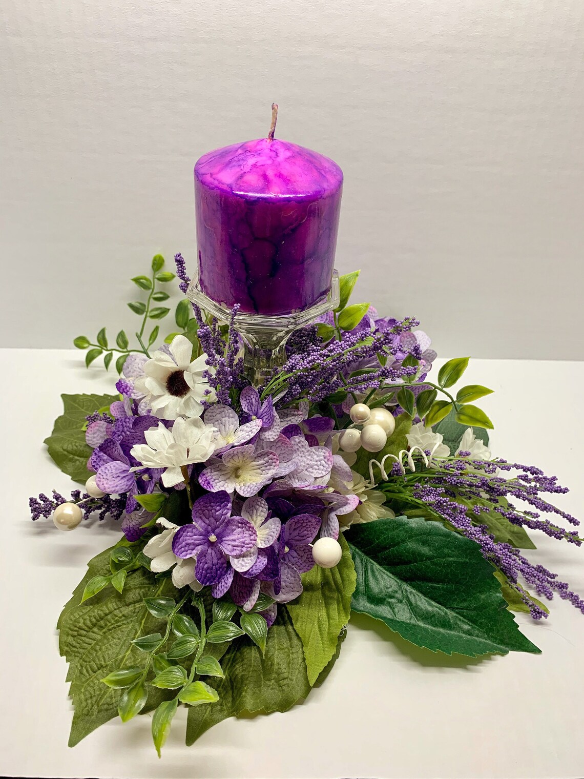 Spring Centerpiece Purple centerpiece spring candle image 3