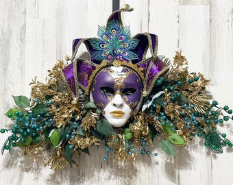 Mardi Gras swag, Mardi Gras mantle decor, Mardi Gras door decor, Mardi Gras centerpiece, Mardi Gras luxe decor,