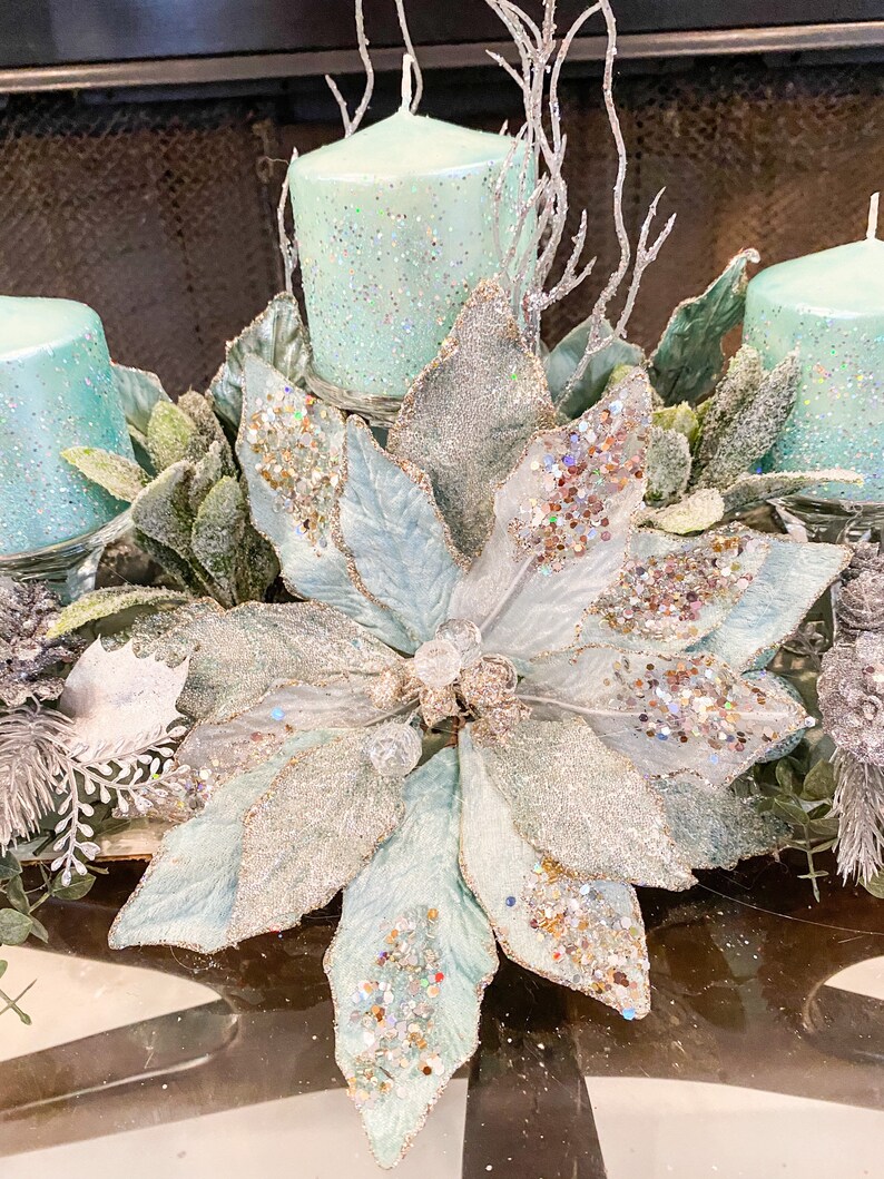 Christmas Centerpiece Blue Christmas Centerpiece Large Etsy