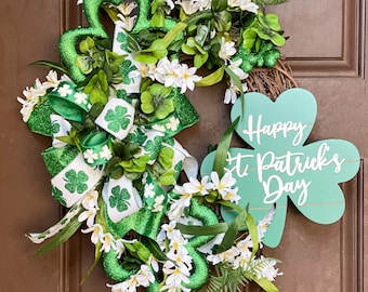 Corona del día de San Patricio, decoración de la puerta del día de San Patricio, corona de la suerte, día de San Patricio, arco del día de San Patricio, botín de la puerta del día de San Patricio,