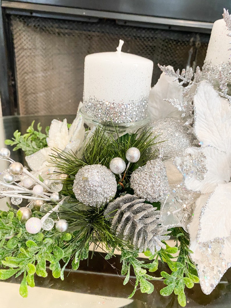 White Christmas Centerpiece Christmas Centerpiece White and Etsy