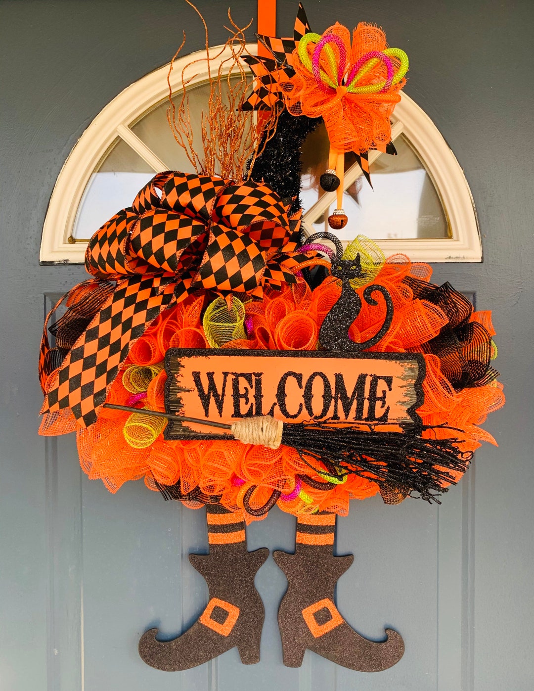 Witch Hat Deco Mesh Wreath Etsy