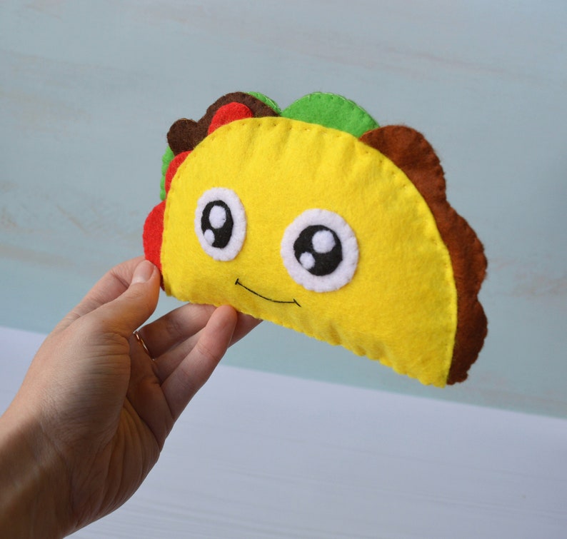 Taco Plush Toy Felt play food Beef Taco food plushie food with | Etsy