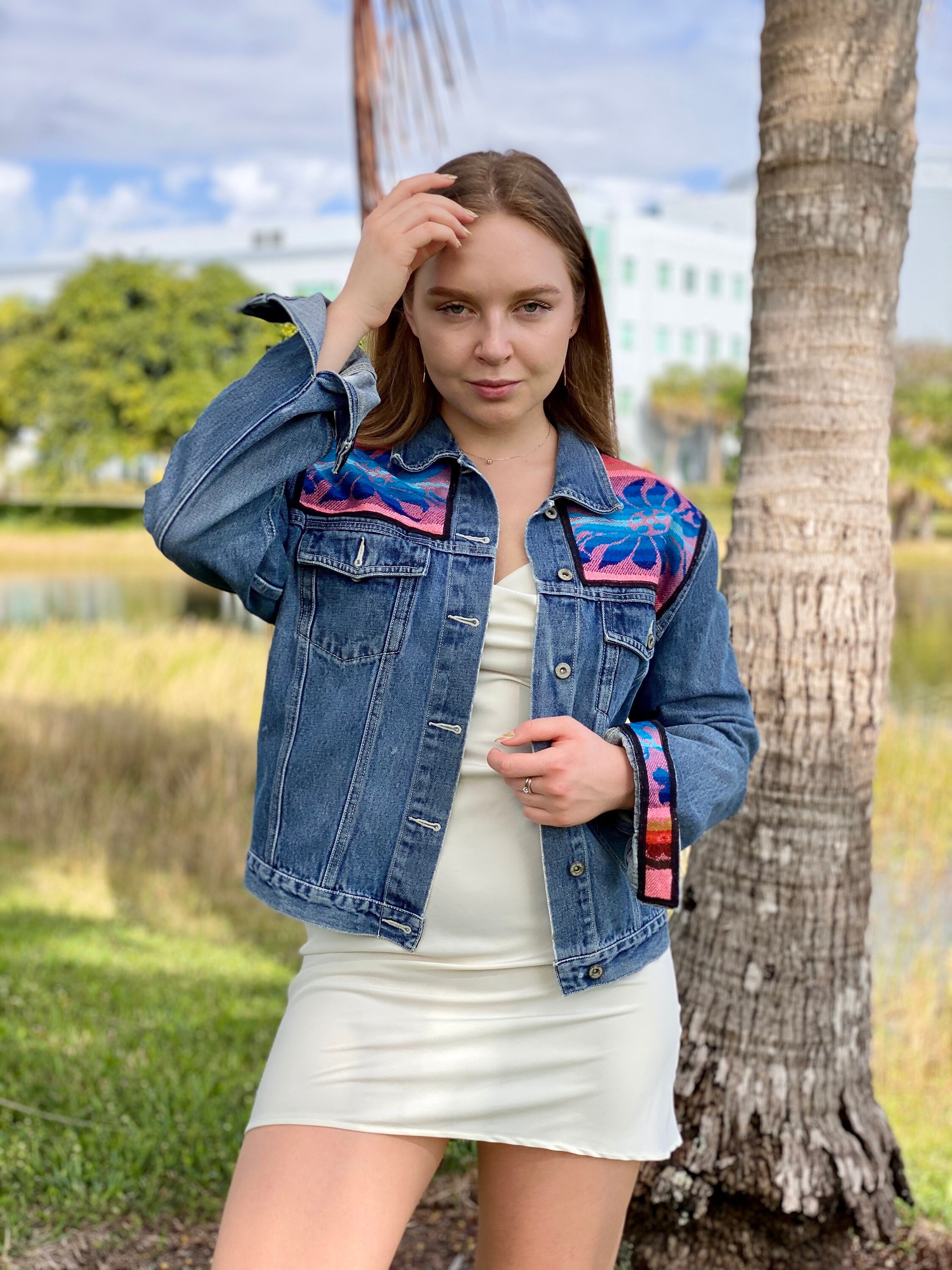 Pink Denim Jacket with Artisan Textile Patchwork Etsy