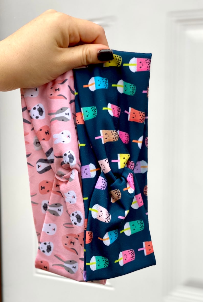 stretchy and comfortable Easter Bunny /& Boba Tea Twist Headbands Headband made for Everything! Super soft