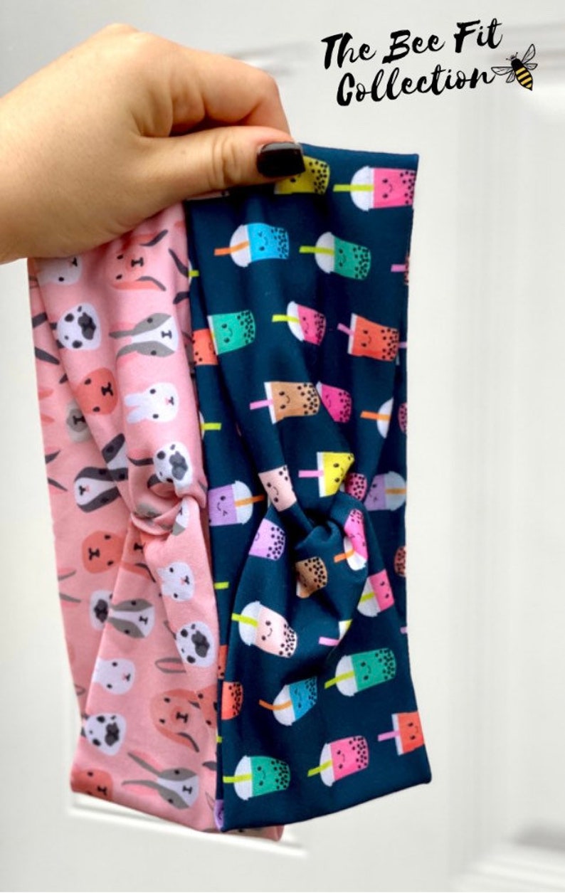 stretchy and comfortable Easter Bunny /& Boba Tea Twist Headbands Headband made for Everything! Super soft