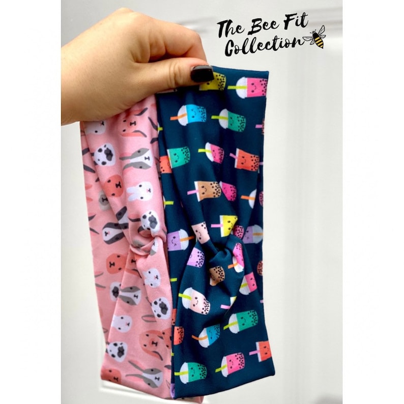 stretchy and comfortable Easter Bunny /& Boba Tea Twist Headbands Headband made for Everything! Super soft