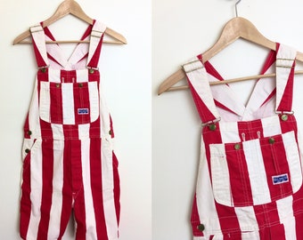 red and white striped bib overalls
