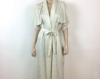 Vintage SILK CHARMEUSE Dressing Robe Duster / Vintage Wedding / Slip Dress