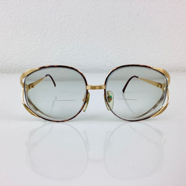 Vintage CHRISTIAN DIOR Big OVERSIZED Tortoise & Gold Metal Eye Glasses / Sunglasses Frames