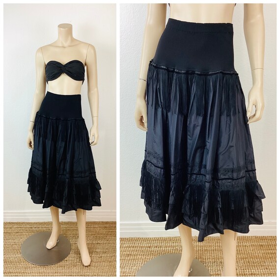 Vintage 1990s JEAN PAUL GAULTIER Pour Bogys Black Silk Taffeta 