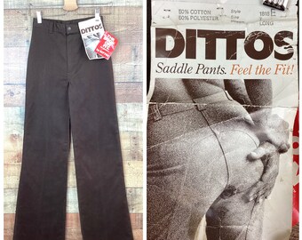 Vintage 1970s DITTOS SADDLE BACK Brown New / Old Jeans Pants