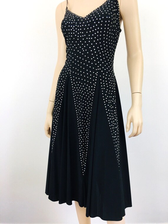 Vintage 1970s 30s Style RHINESTONE STUDDED Black … - image 8