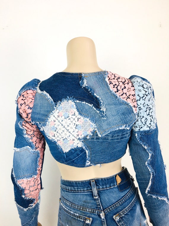 Vintage 1970s LOVE MELODY PATCHWORK Levis Denim &… - image 9