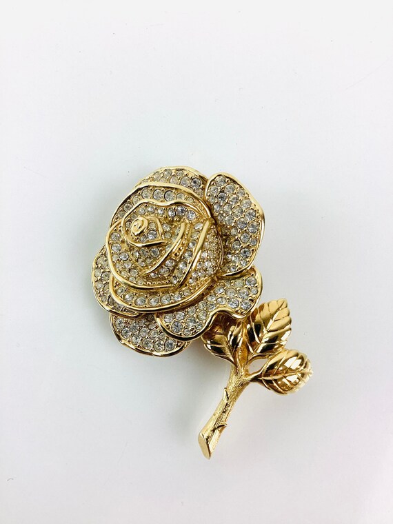 Vintage CHRISTIAN DIOR Gold & CRYSTAL Rhinestones 