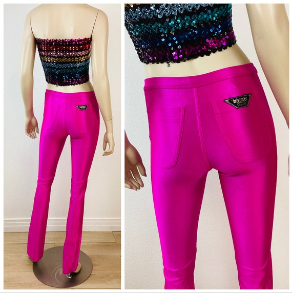 Vintage 1970s ELECTRIC Hot BARBIE PINK Stretchy Spandex Bojeangles Skin  Ease Disco Pants X S / Le Gambi Style 