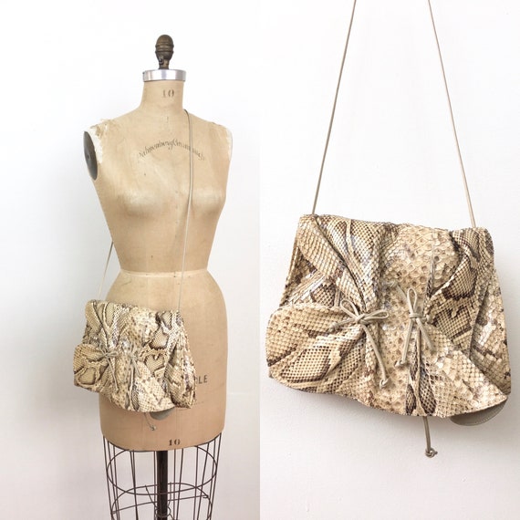Vintage 1980s CARLOS FALCHI Natural SNAKESKIN Pyth