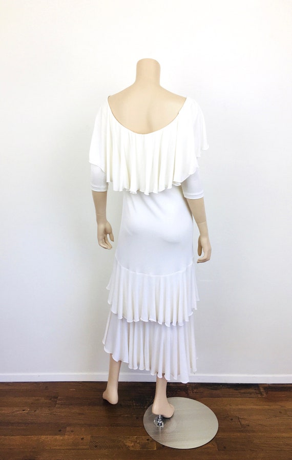 Vintage 1970s HOLLYS HARP White RUFFLED Jersey On… - image 8