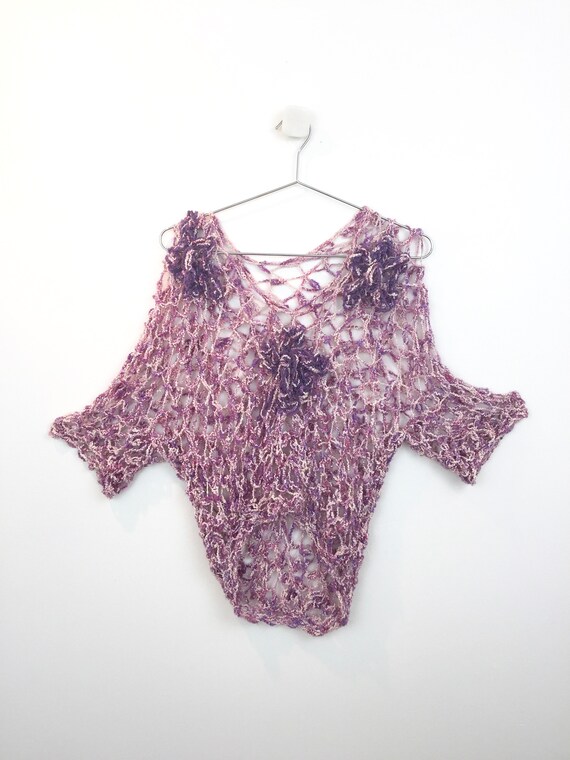 Vintage 1980s 30s Style CROCHET KNIT Open WEAVE To