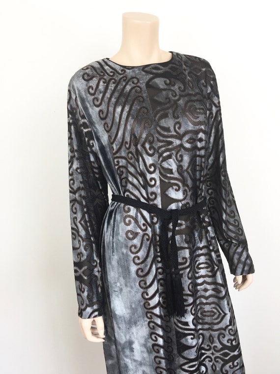 Vintage 1970s PANNE VELVET Grey & Black Semi Shee… - image 3