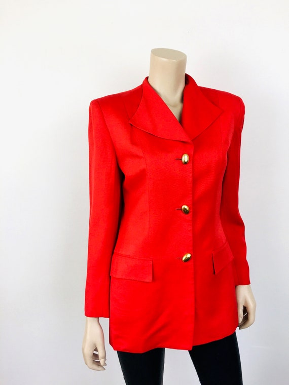 Vintage 1980s CHRISTIAN DIOR Bright Red Matte Gol… - image 7