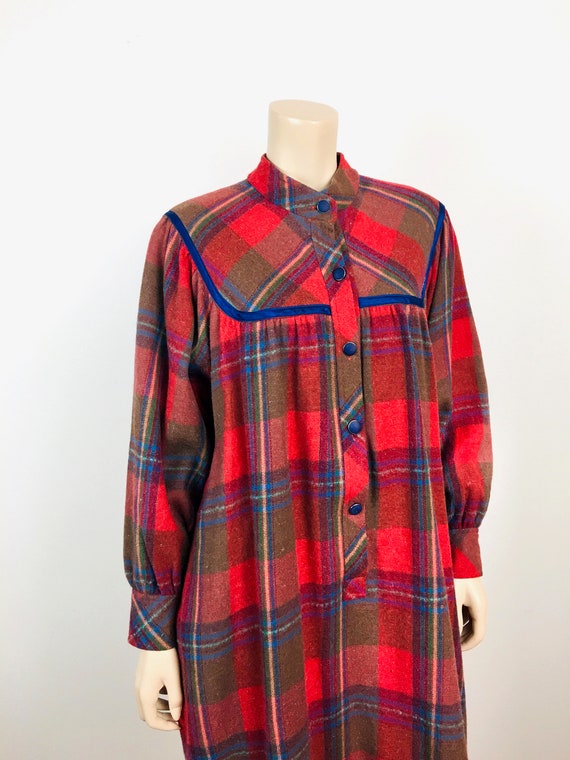 Vintage 1980s RED TARTAN PLAID Cottage Core Dress - image 8