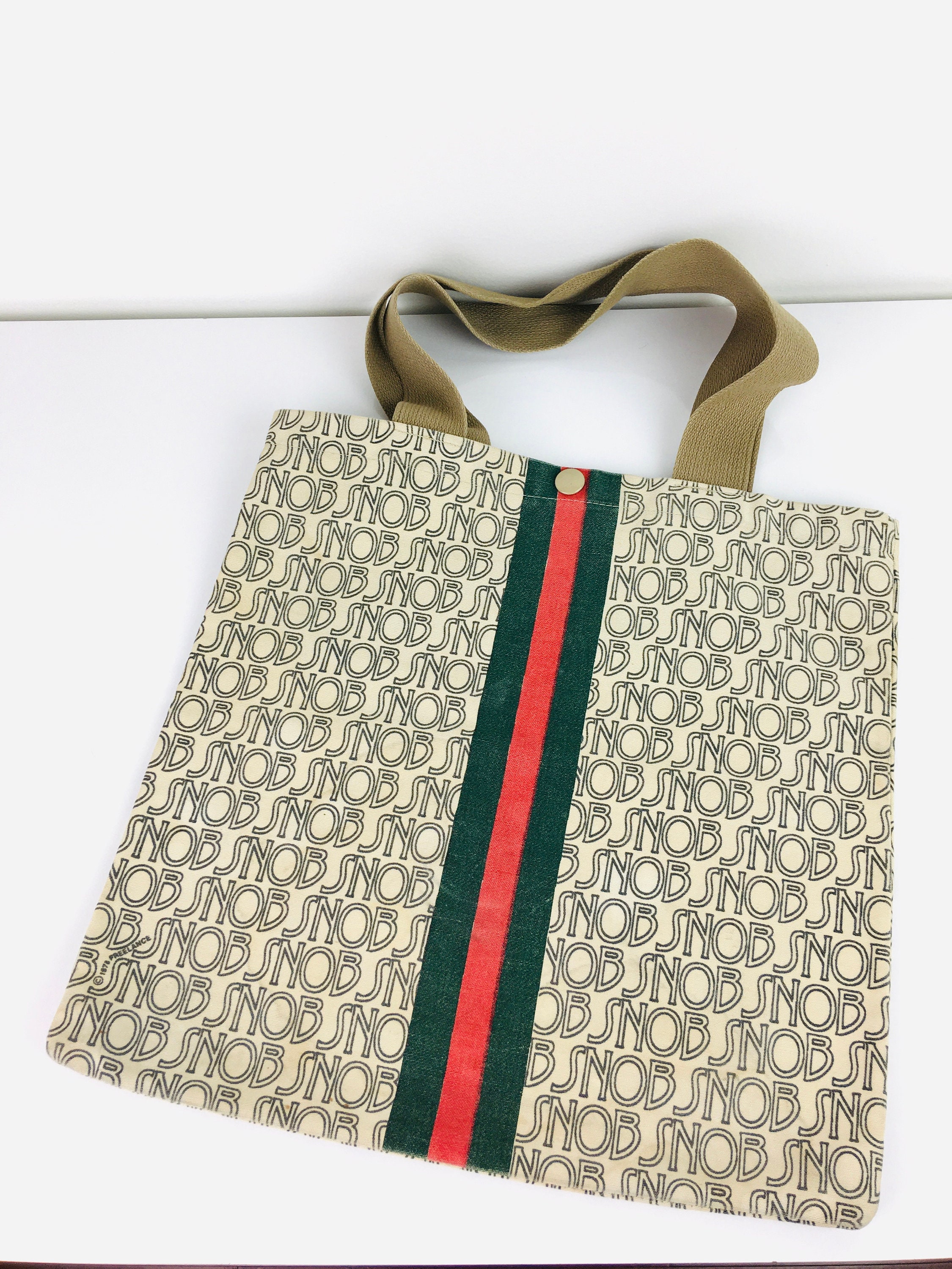 Gucci Bags, Vintage 80s Gucci Blue Monogram Stripe Shoulder Bag  by  twinheartsvintage
