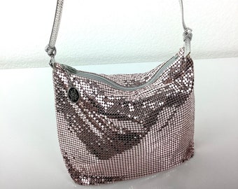 Vintage 1980s Pale PINK METALLIC Metal MESH Whiting and Davis Bag / Purse / Barbie