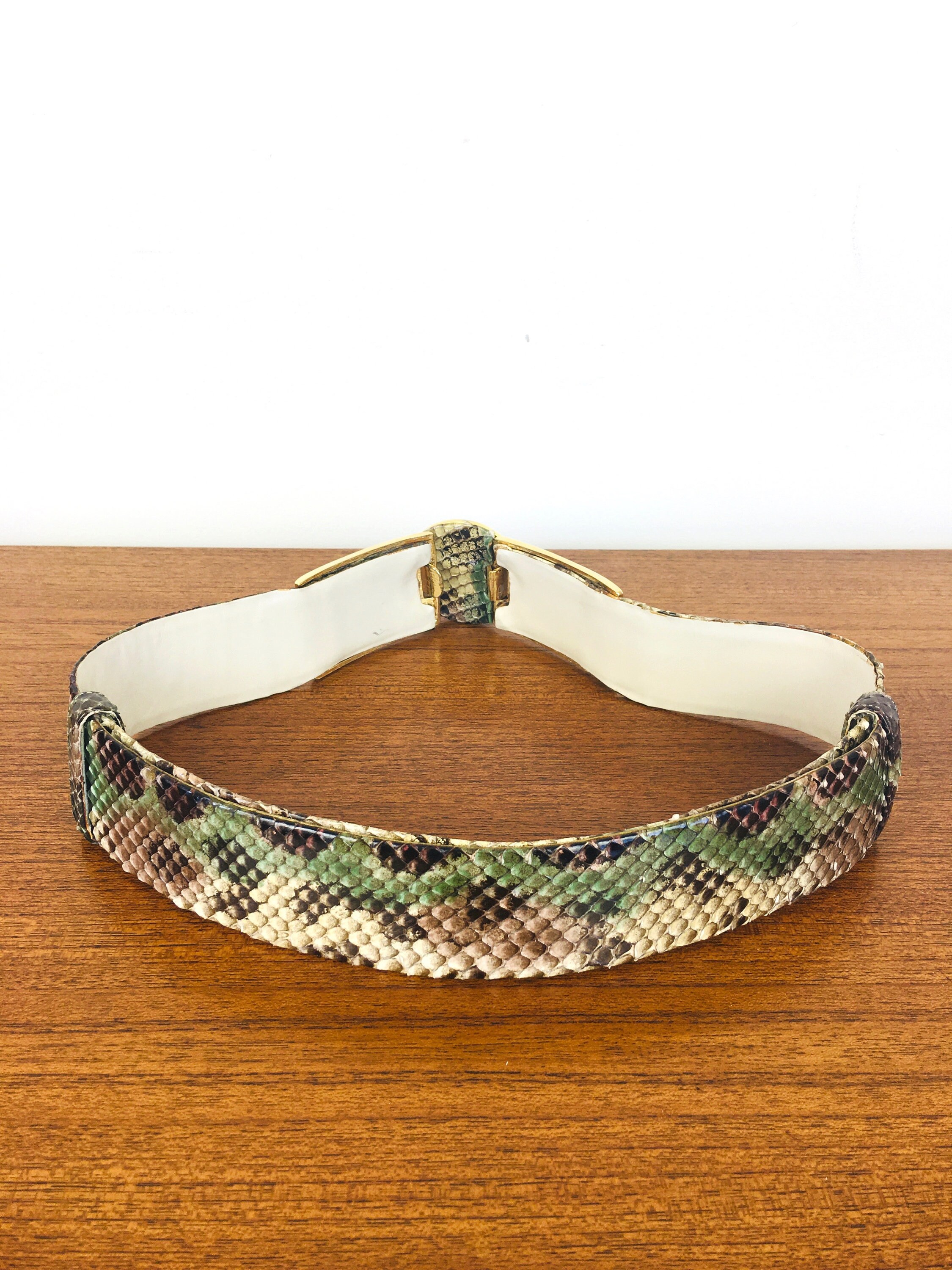 Vintage 1980s JUDITH LEIBER Gold Metal & SNAKESKIN Leather  display picture 1