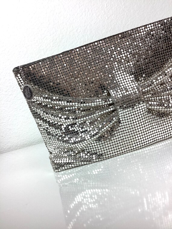 Vintage 1980s SILVER METALLIC Metal MESH Whiting … - image 5