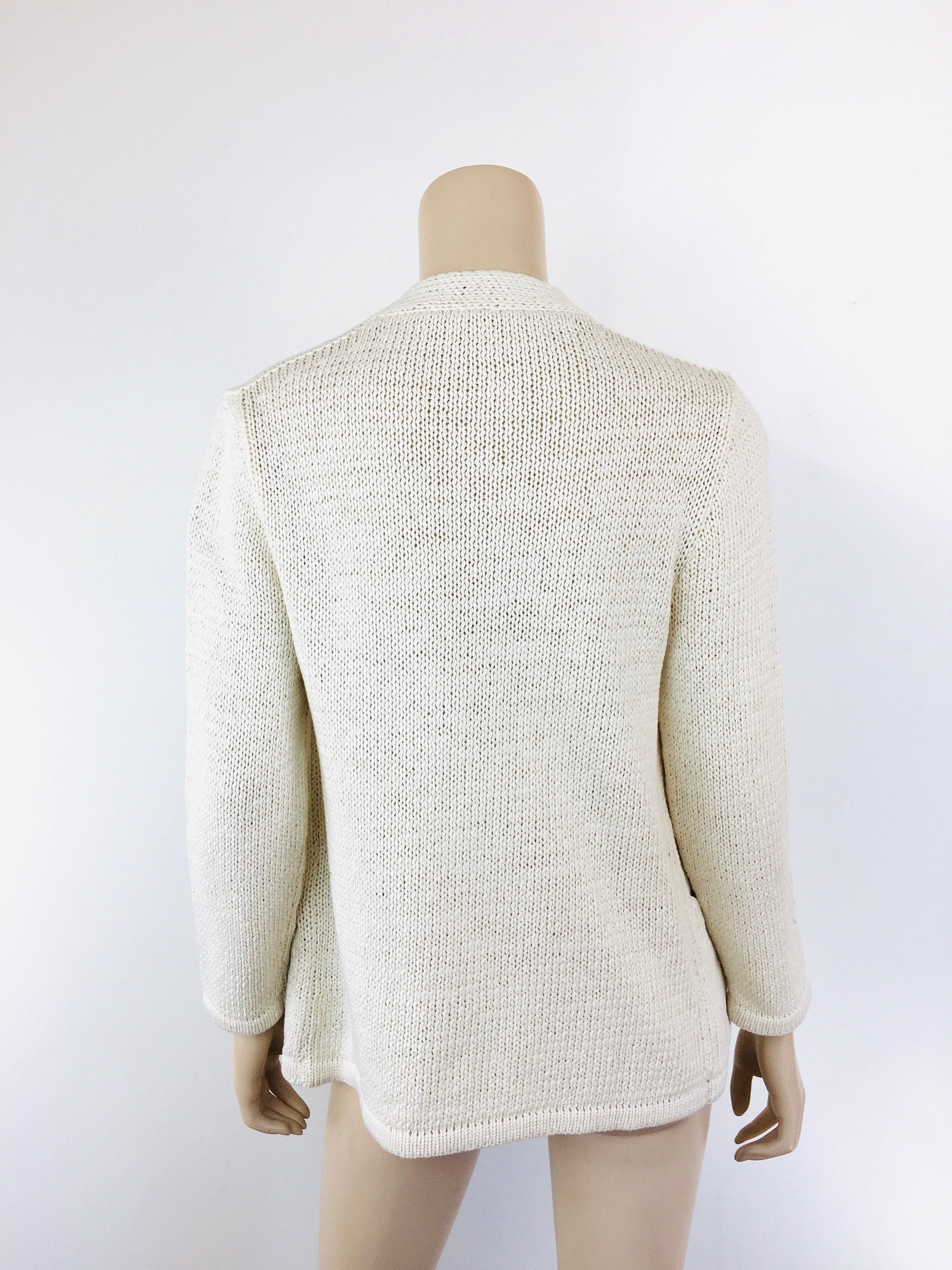 Vintage 1970s HALSTON WHITE COTTON Woven Cardigan Sweater - Etsy