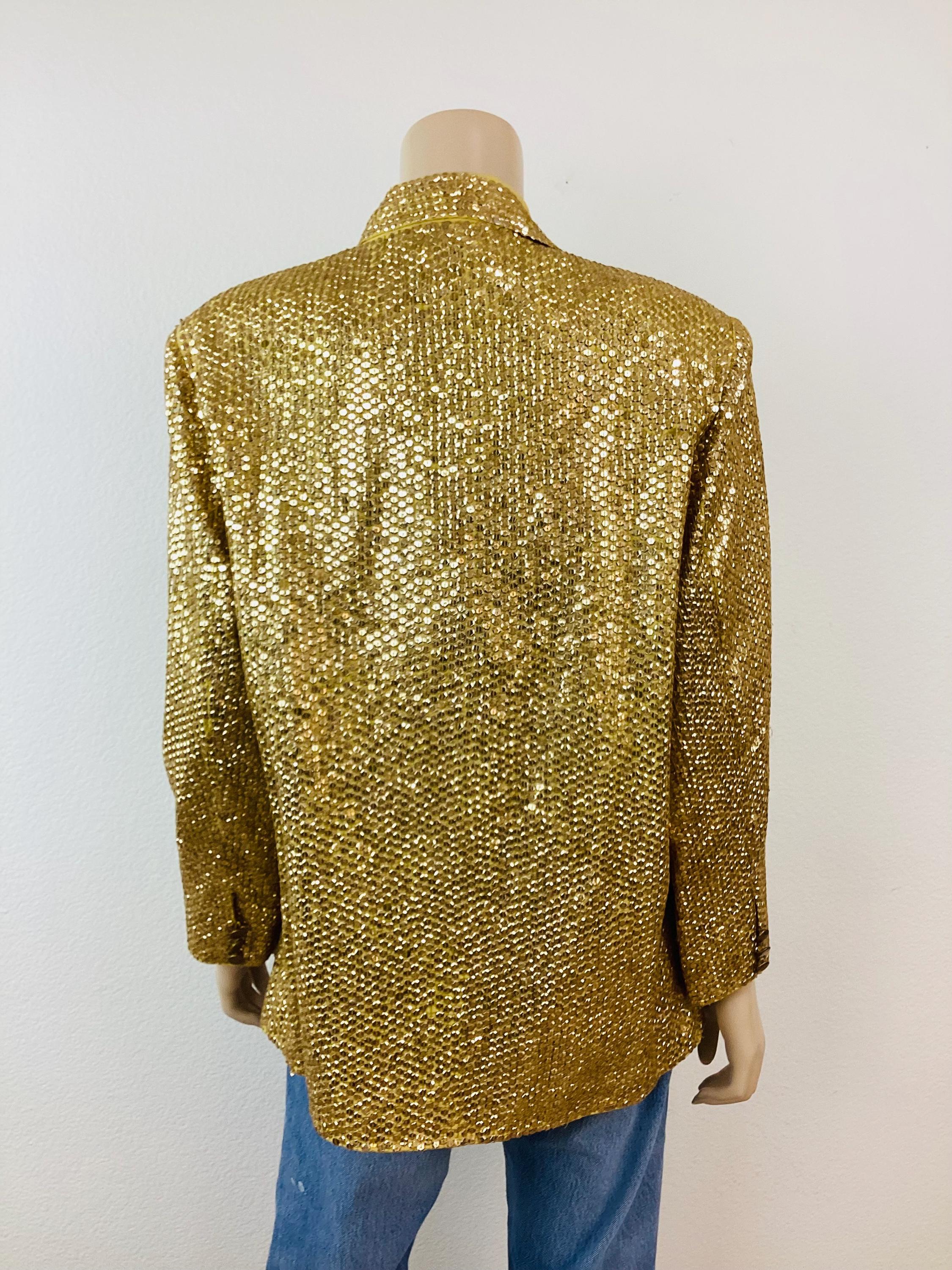 Vintage 1980s Gold Sequin Leopard Tiger Jacket