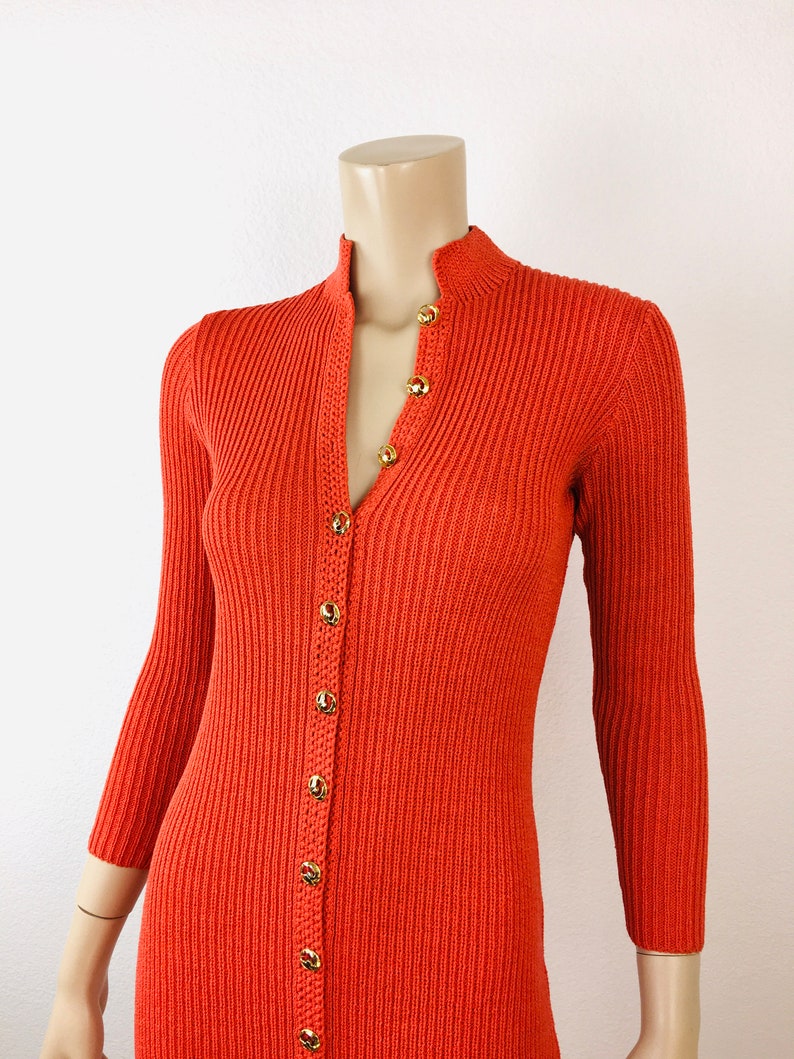 Vintage 1970s ST JOHN KNITS / Lillie Rubin Orange Ribbed Etsy