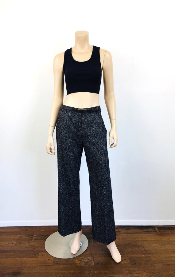 90s Christian Dior ウールスラックス archive 2000s CHRISTIAN DIOR Black FLECKED Wool Straight Leg