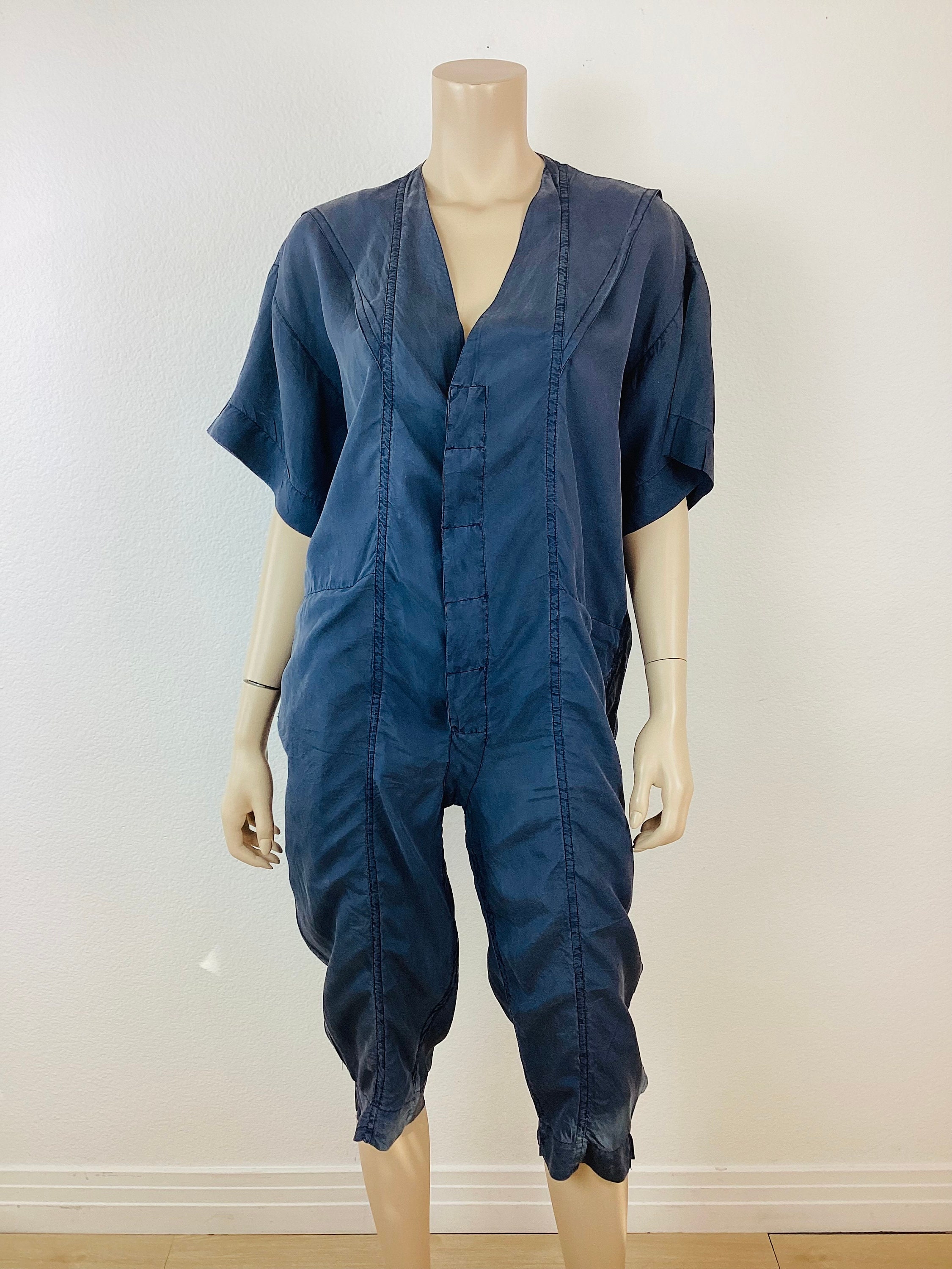 Vintage 1980s PARACHUTE SILK Minimalist One Piece Jumpsuit