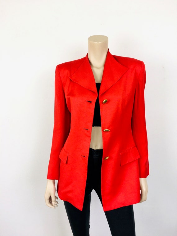 Vintage 1980s CHRISTIAN DIOR Bright Red Matte Gol… - image 3